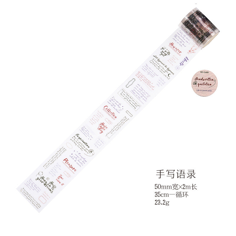 1 Roll Poem Die Cut Stickers Tape SHSSS