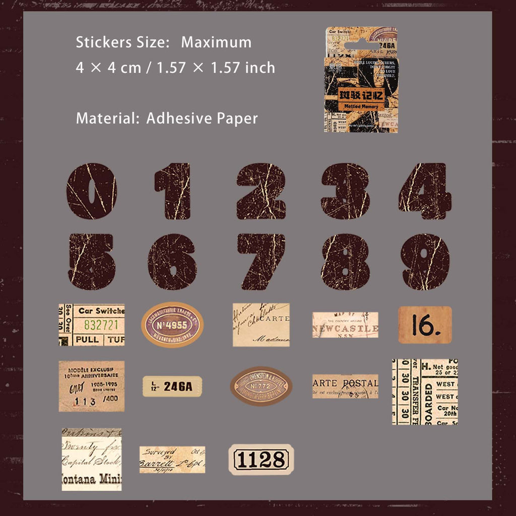 46 Pcs Vintage Number Label Stickers ZXSG