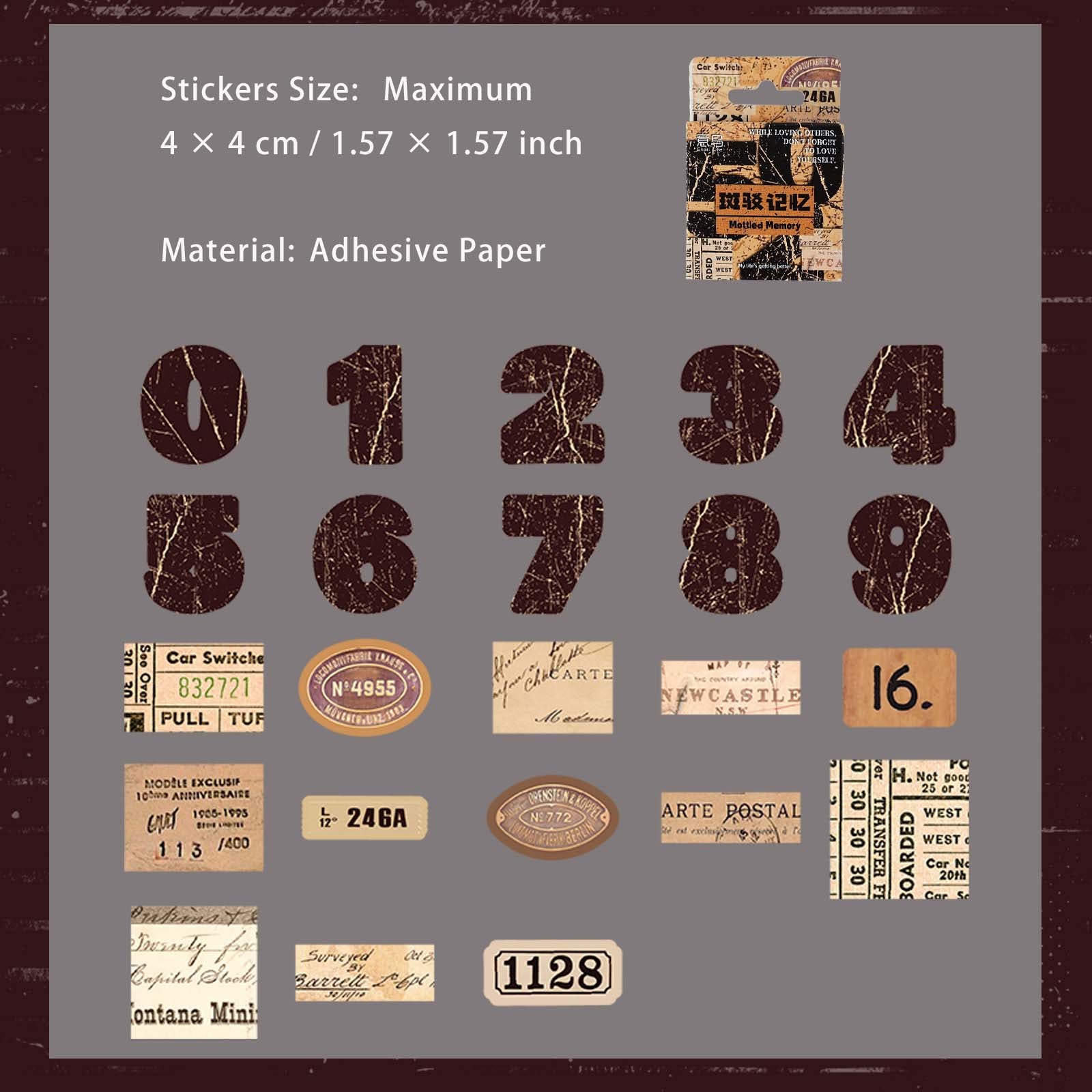 46 Pcs Vintage Number Label Stickers ZXSG