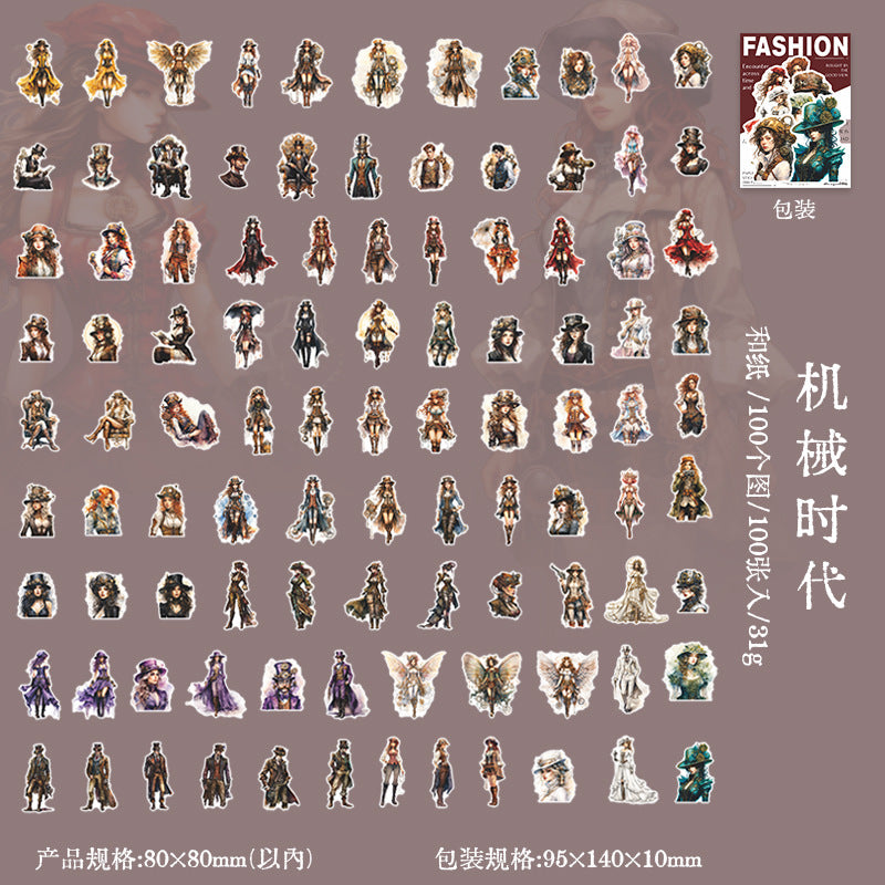 100 Pcs Vintage People Stickers KYSKXY