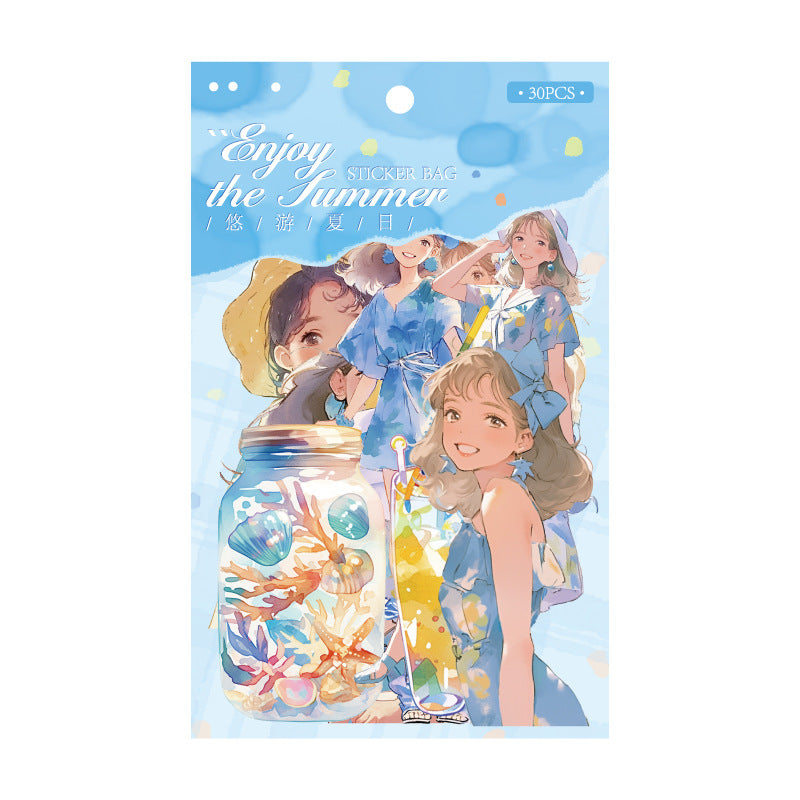 30 Pcs Summer Girl PET Stickers XRQM