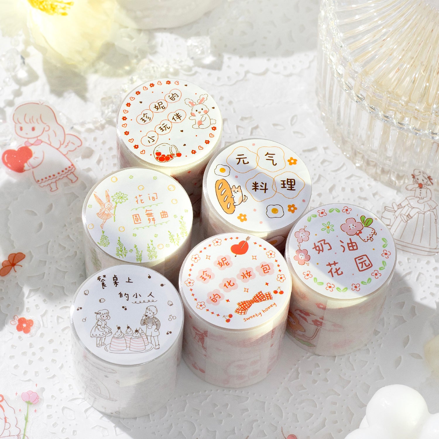 1 Roll Dessert Flower Planner PET Stickers Tape XRTPZ
