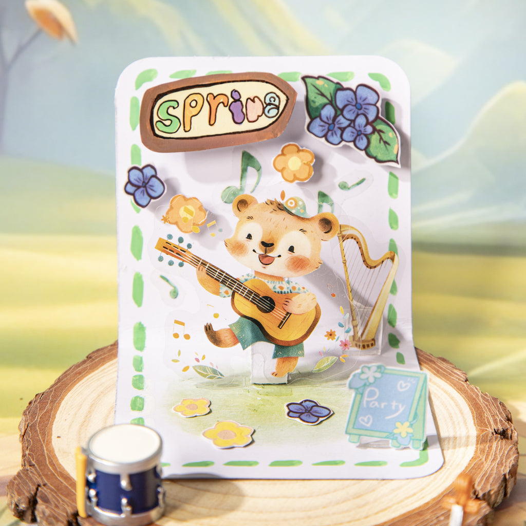 15 Pcs Musical Animal PET Stickers DWYYH