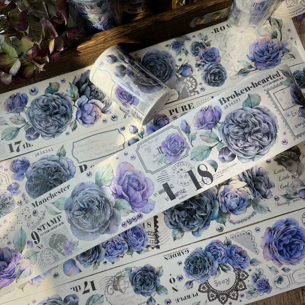 Floral Decorative Tape Rolls- Dark Ink Rose