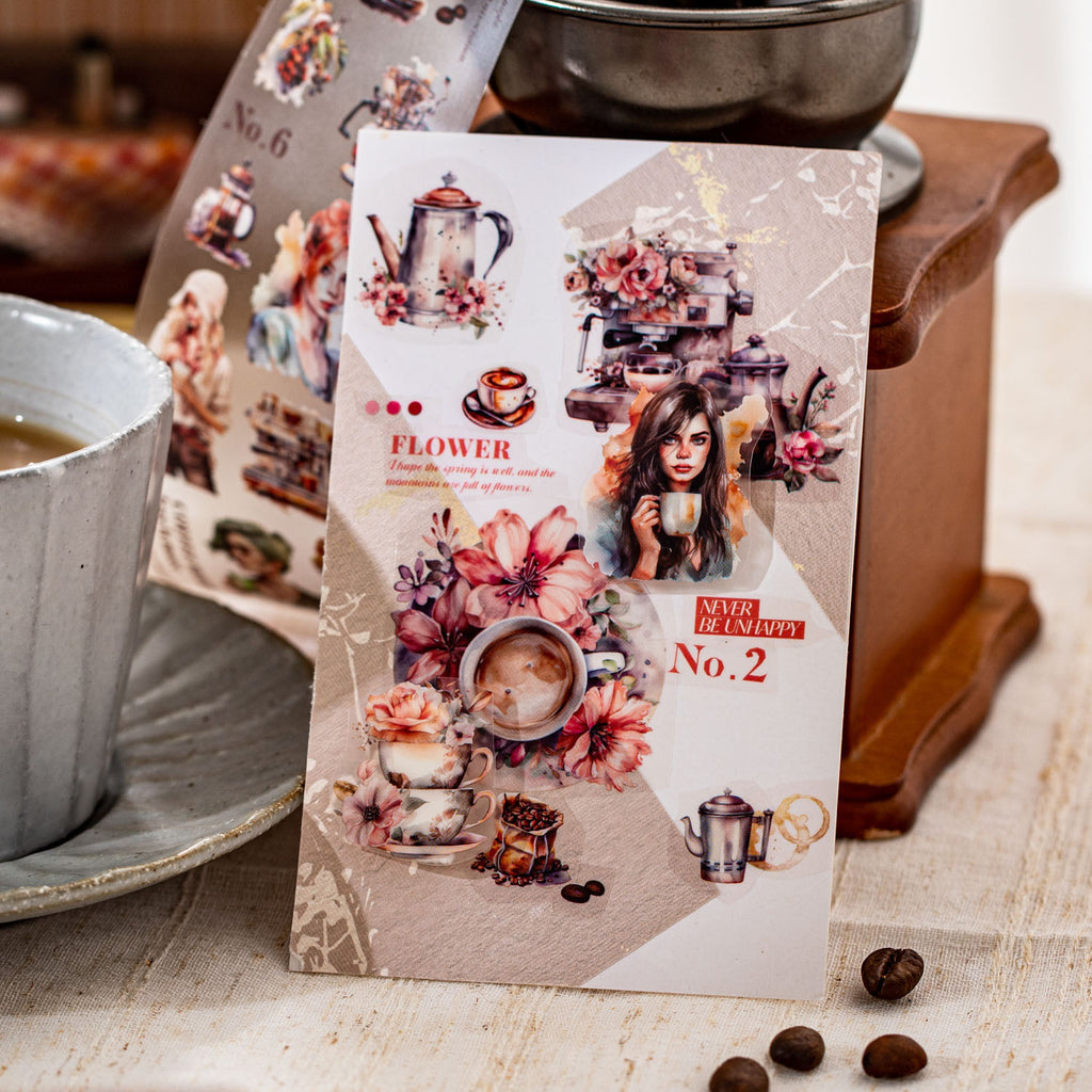 1 Roll Cofee Themed PET Tape ZMKFG