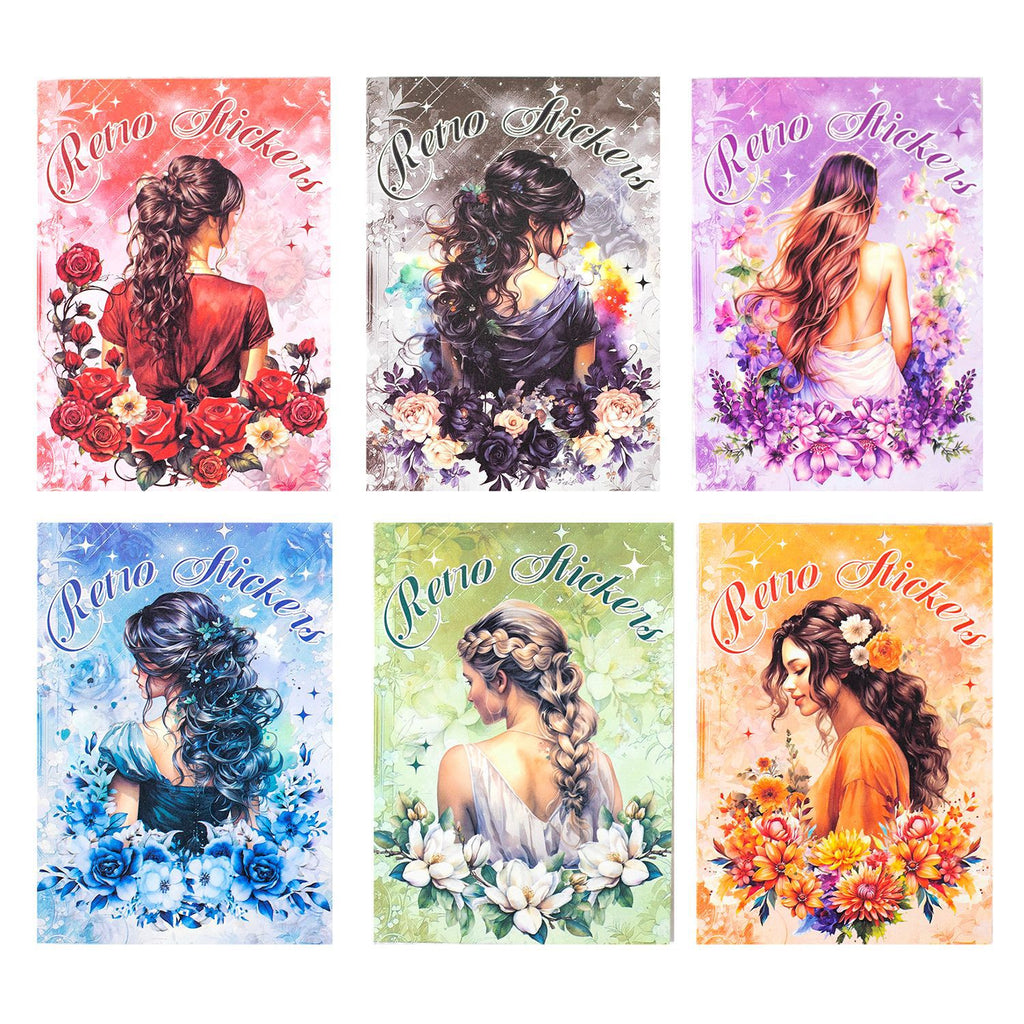 10 Pcs PET Flower and Girl Stickers HJBJ