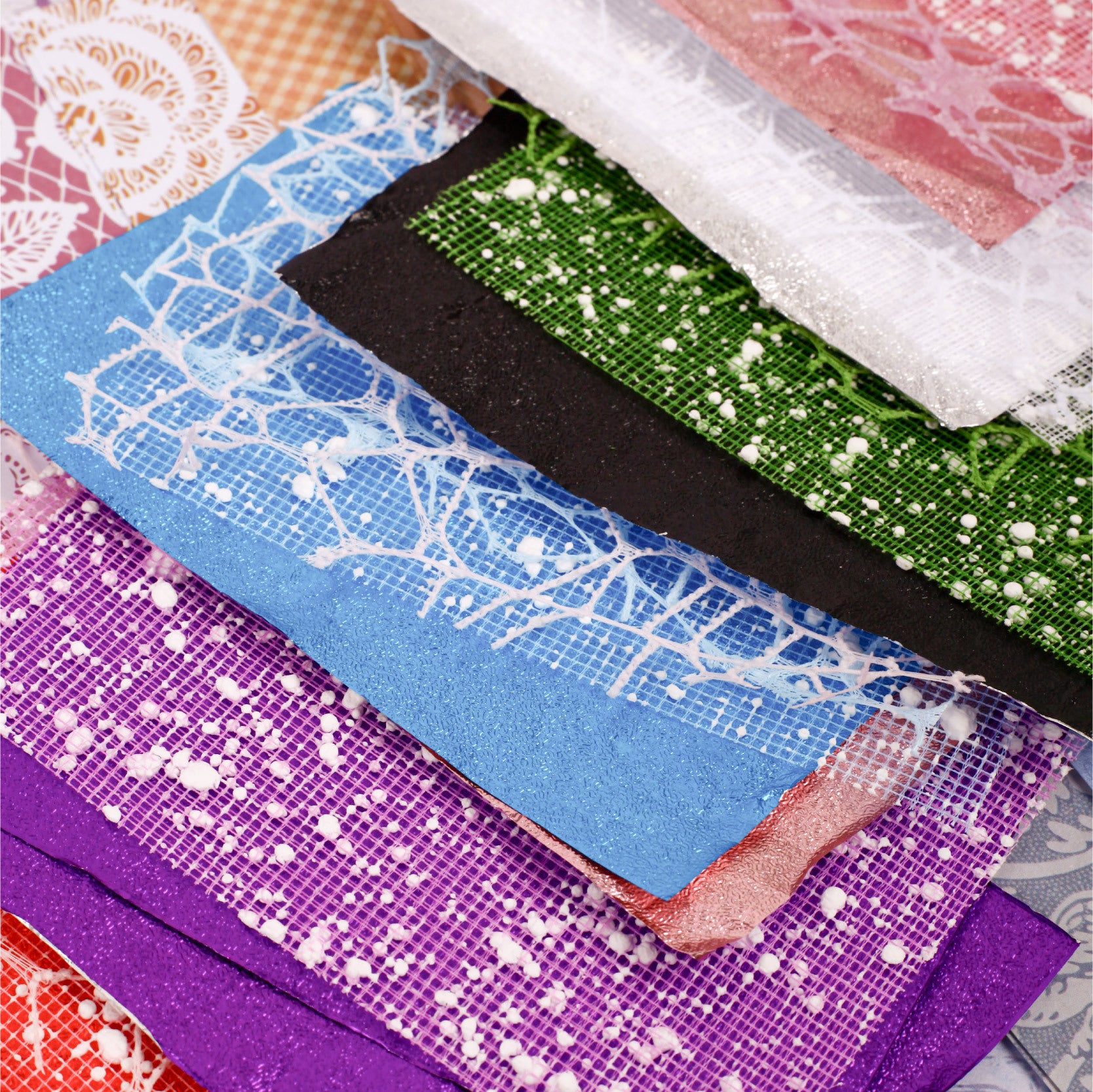 18 Sheets Textured Journal Paper and Mesh Fabric WFXL