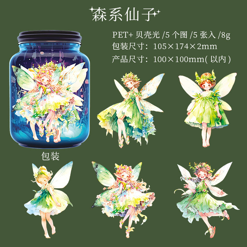 5 Pcs Flower Fairy PET Stickers XXNRJ