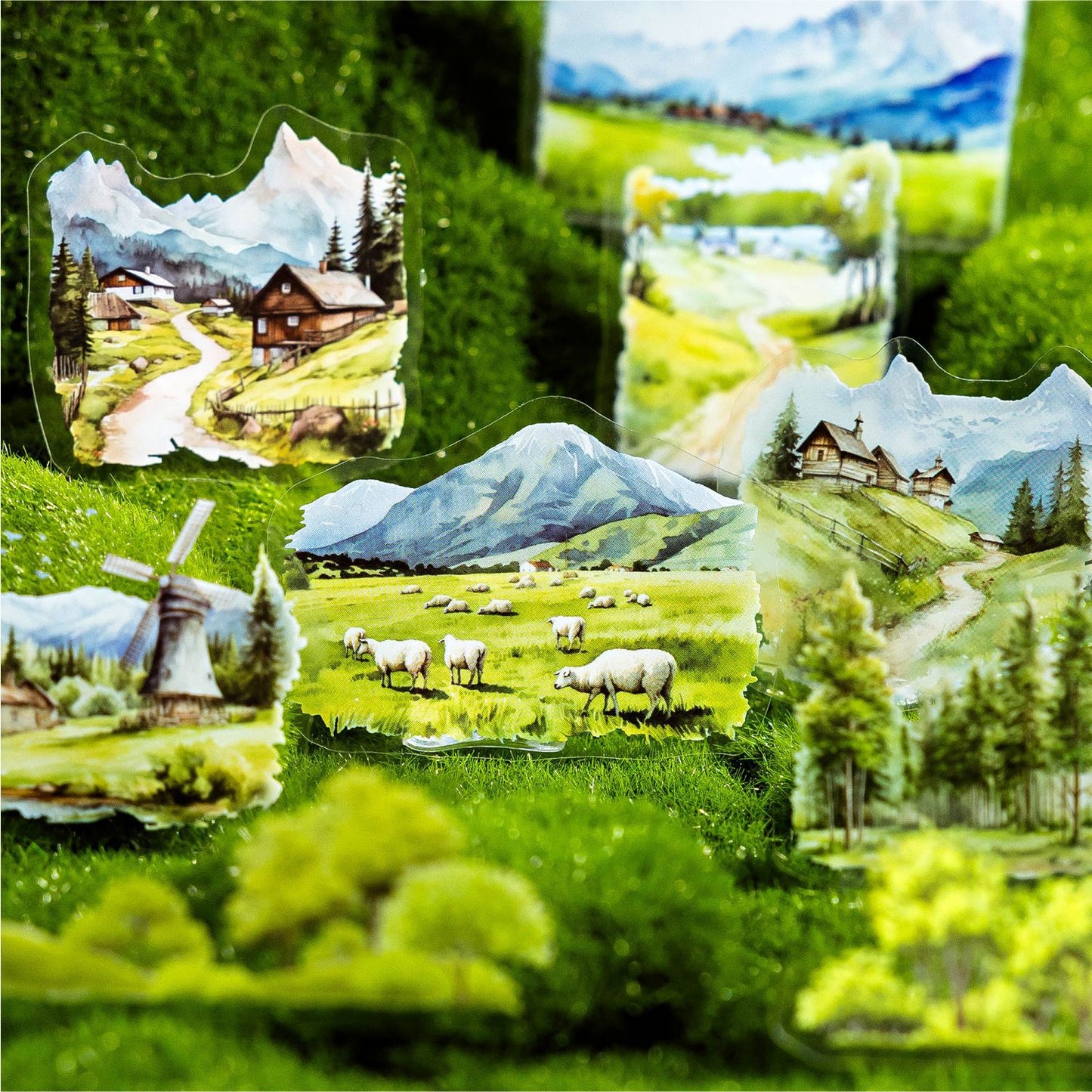 30 Pcs Forest Mountain PET Stickers SLZRCS