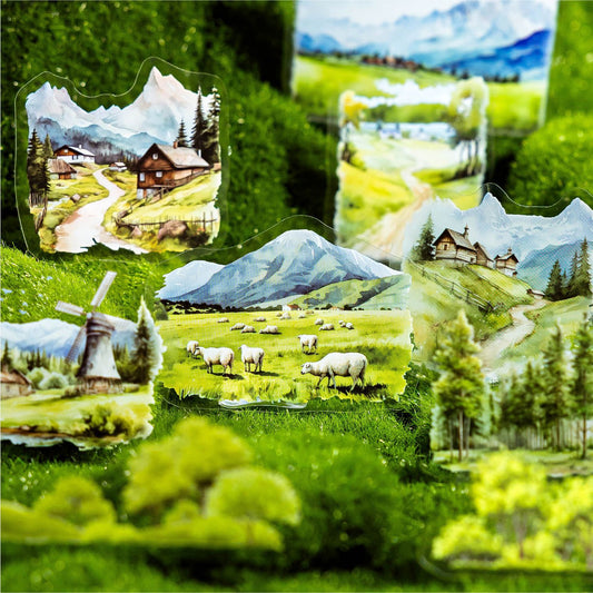 30 Pcs Forest Mountain PET Stickers SLZRCS