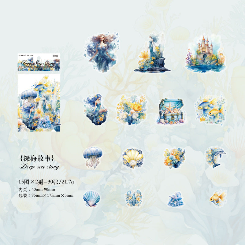 30 Pcs Ocean Landscape PET Stickers HYJG