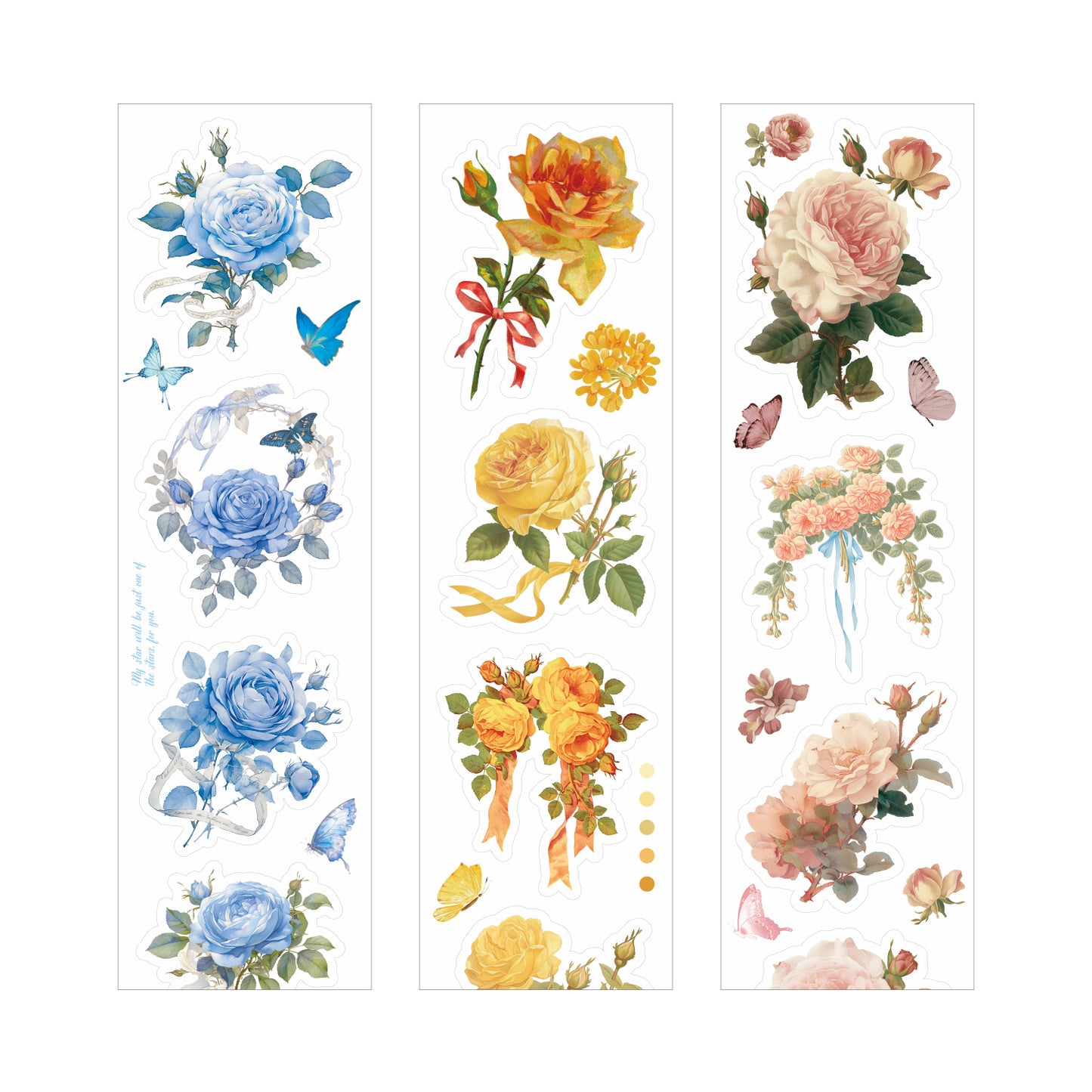 1 Roll Diecut Flower PET Stickers Tape QMHJ