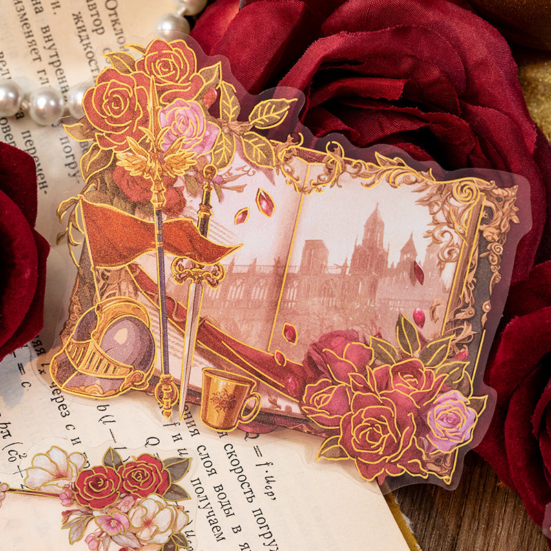 6 Pcs Glitter Bookish PET Stickers ZMYS