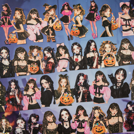 15 Pcs Halloween Party Girl Stickers LNPD
