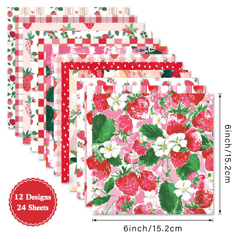 6 inch Strawberry Scrapbook Paper Pad SKP611