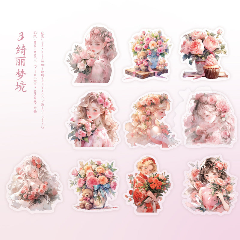 20 Pcs PET Girl Stickers HYXS