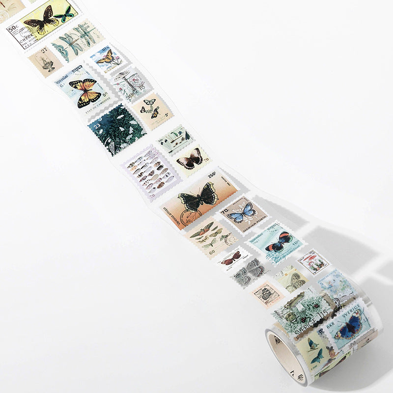 Vintage Philately Stamp PET Sticker Sheet Strip- Butterfly