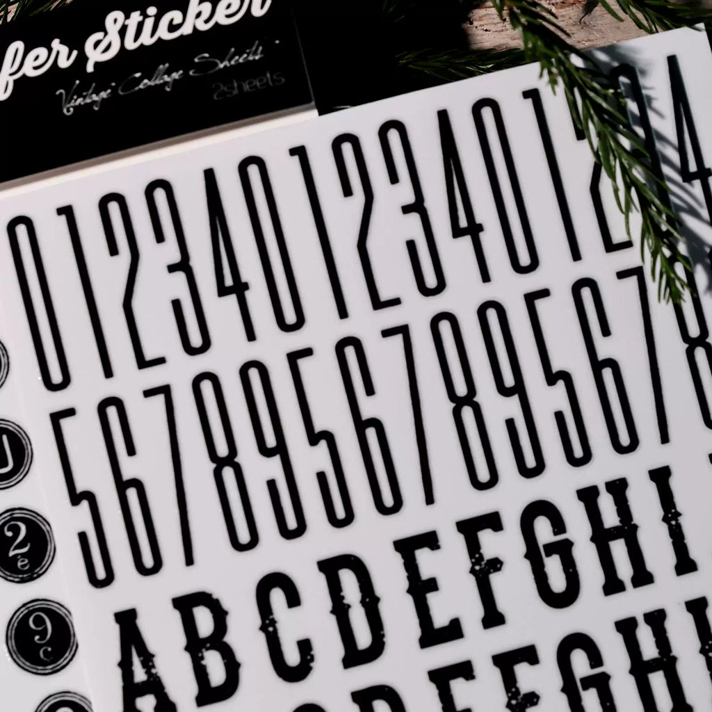 2 Sheets Waterproof Rub on Stickers - Alphabet Number Letter