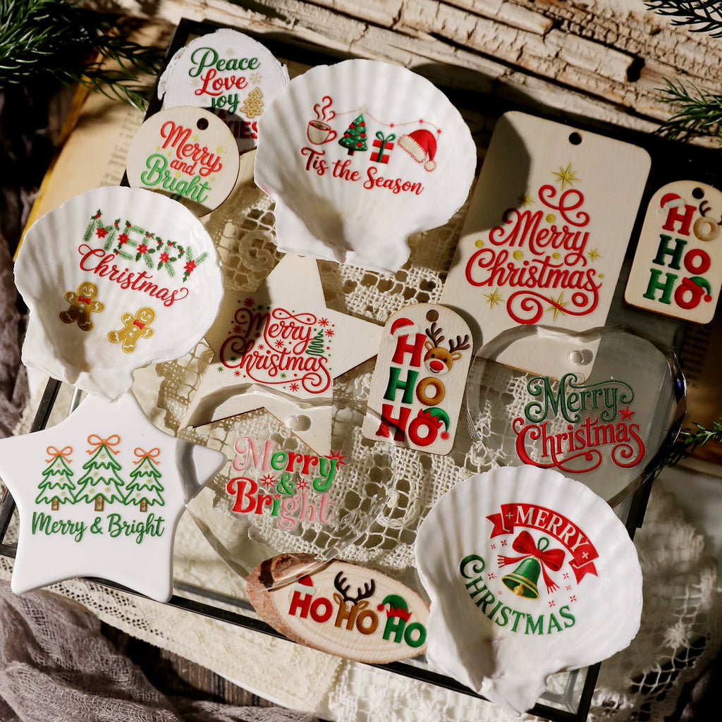 2 Sheets Waterproof Rub on Stickers - Christmas