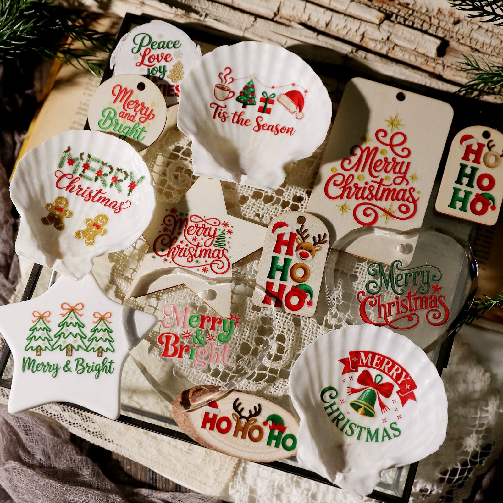 2 Sheets Waterproof Rub on Stickers - Christmas