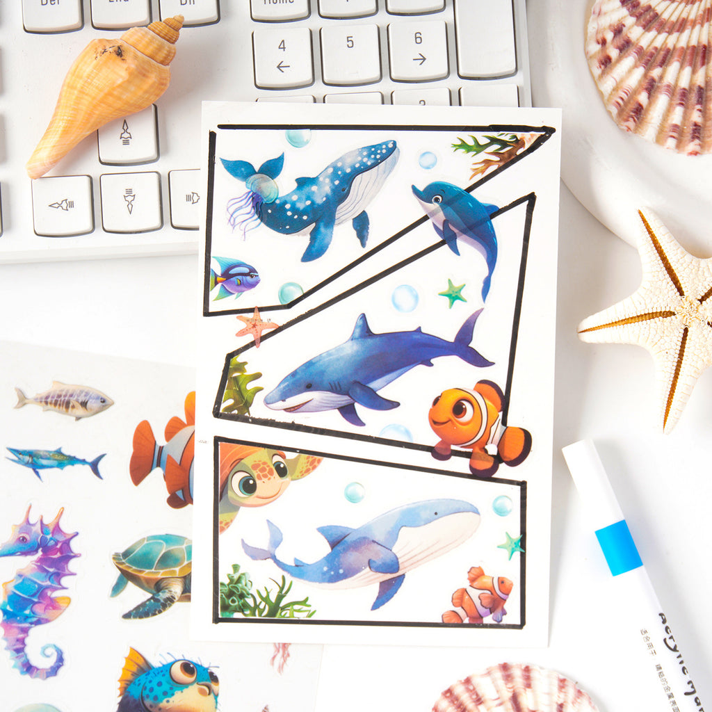 20 Sheets Undersea Animal Stickers Book WXSW