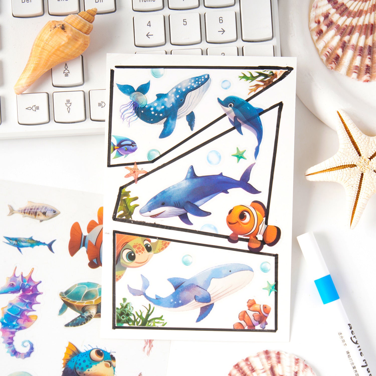 20 Sheets Undersea Animal Stickers Book WXSW
