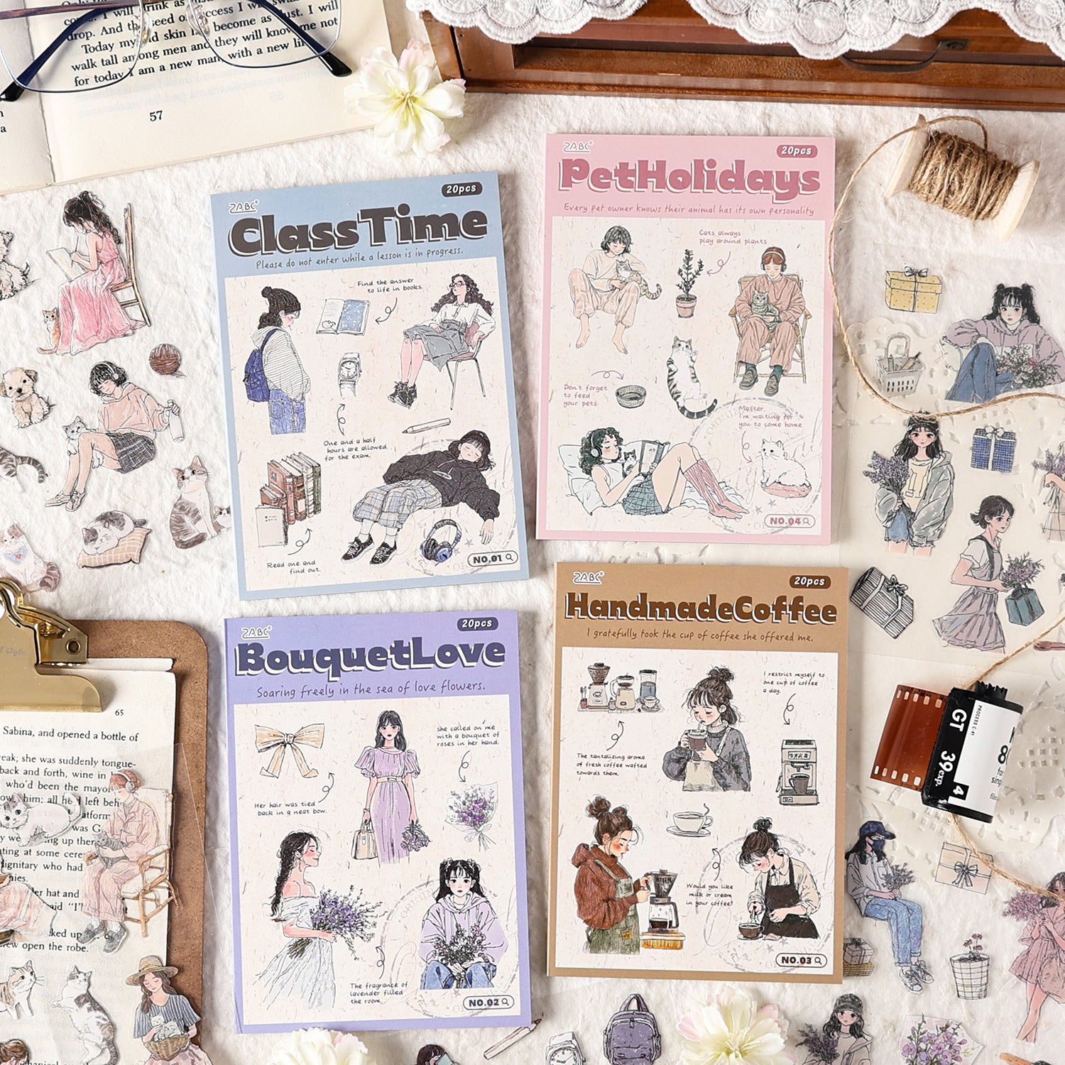 20 Sheets School Lifestyle PET Stickers SXNH