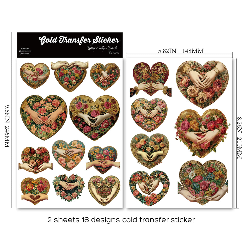 2 Sheets Waterproof Rub on Stickers - Palm Rose