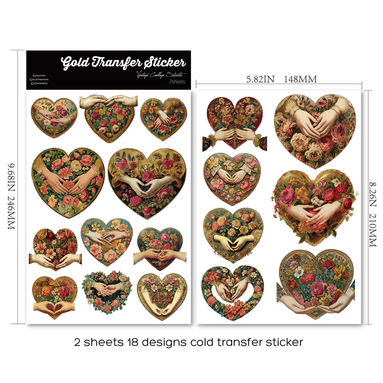 2 Sheets Waterproof Rub on Stickers - Palm Rose