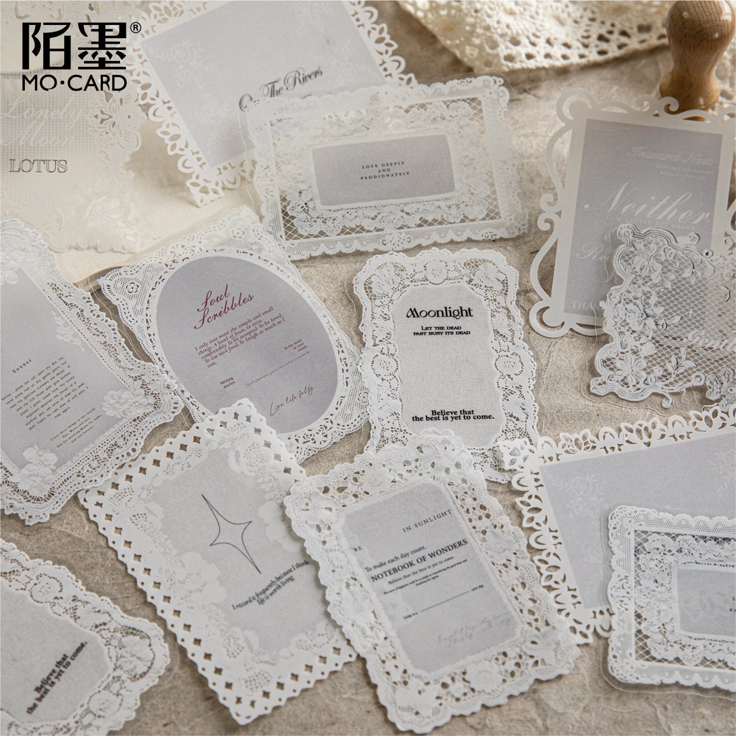 10 Pcs Lace Edged Journal Stickers LSHX