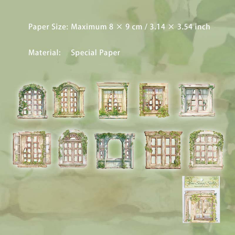 10 Pcs Windows Scrapbook Paper CDGS