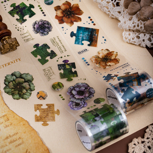 1 Roll Vintage Flower PET Stickers Tape HYSPJ