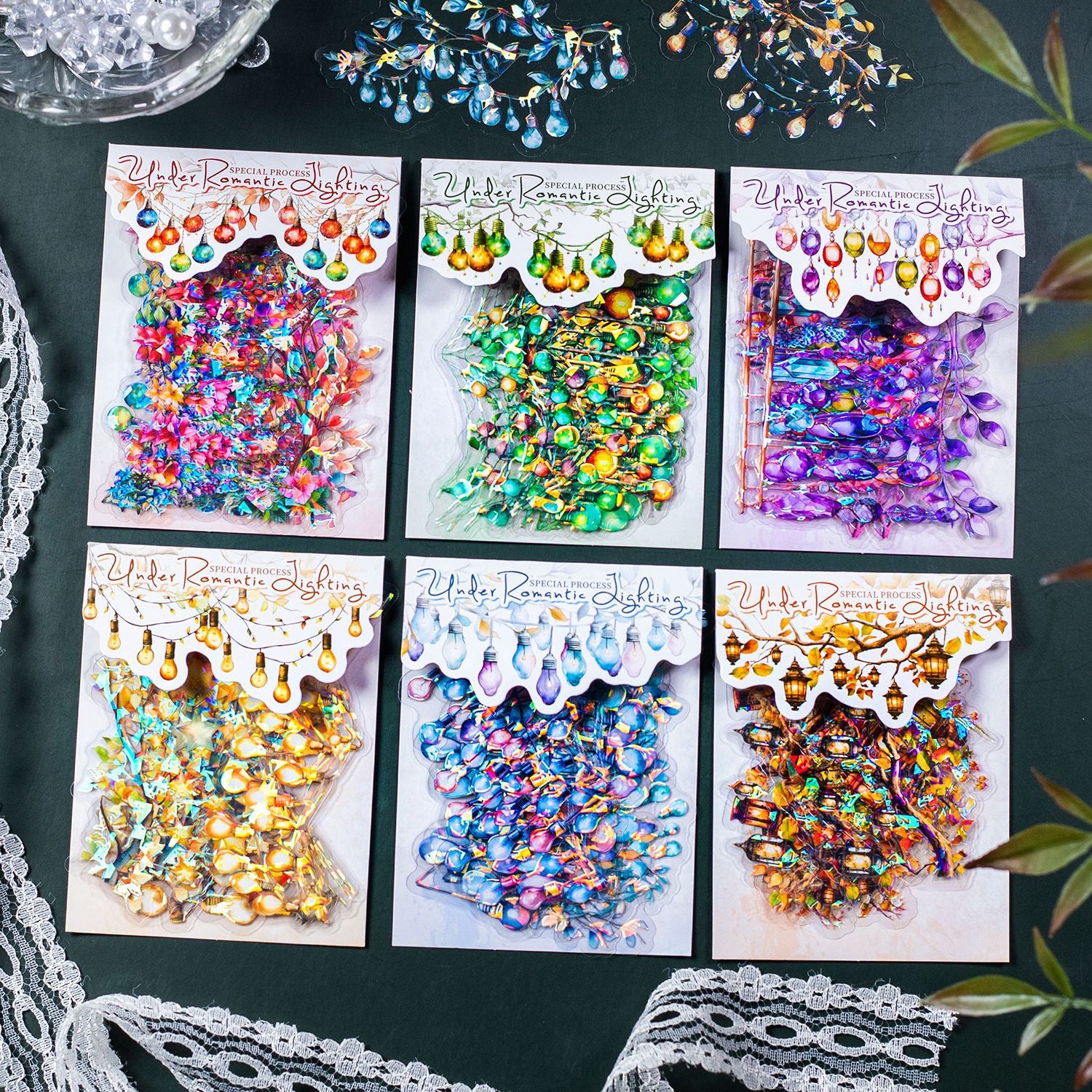 12 Pcs Night Light Theme PET Stickers LMDG