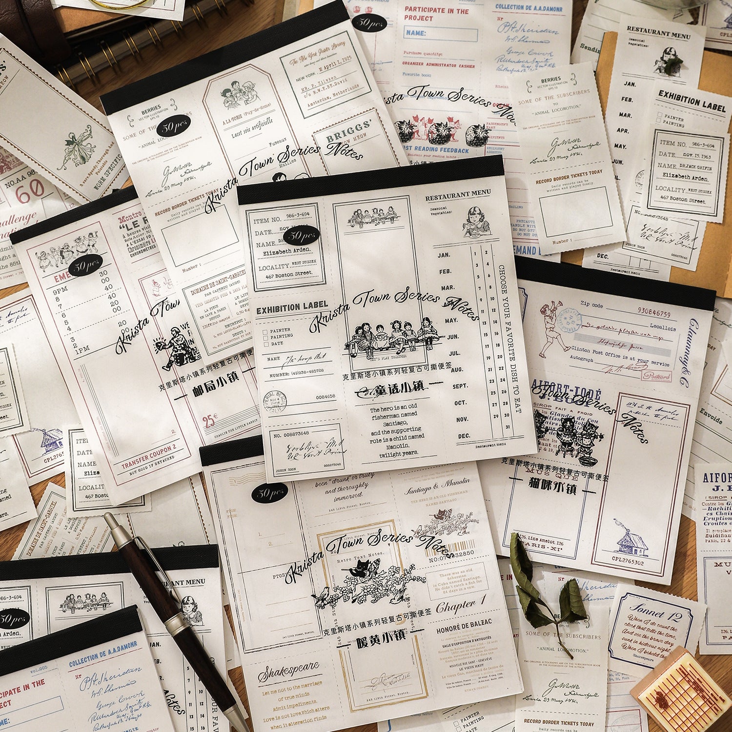 50 Pcs Vintage Notepad Paper KLSTXZ