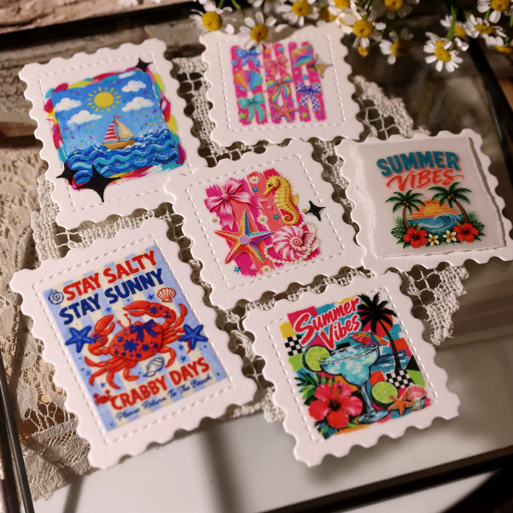 2 Sheets Waterproof Rub on Stickers - Summer