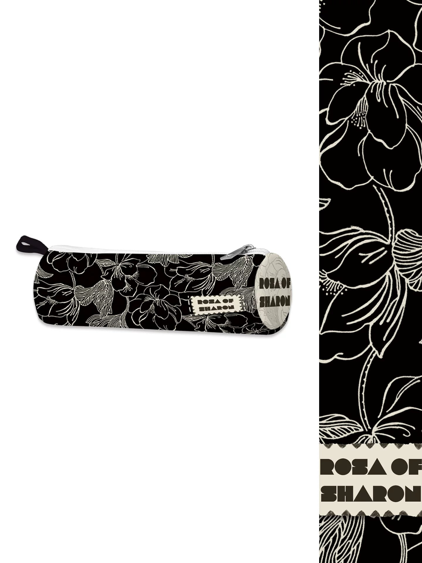 Dark Night Hibiscus Artisan Canvas Barrel Pencil Case