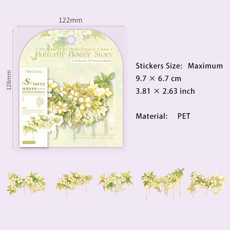 10 Pcs Gold Foil Flower Vine PET Stickers DHWY
