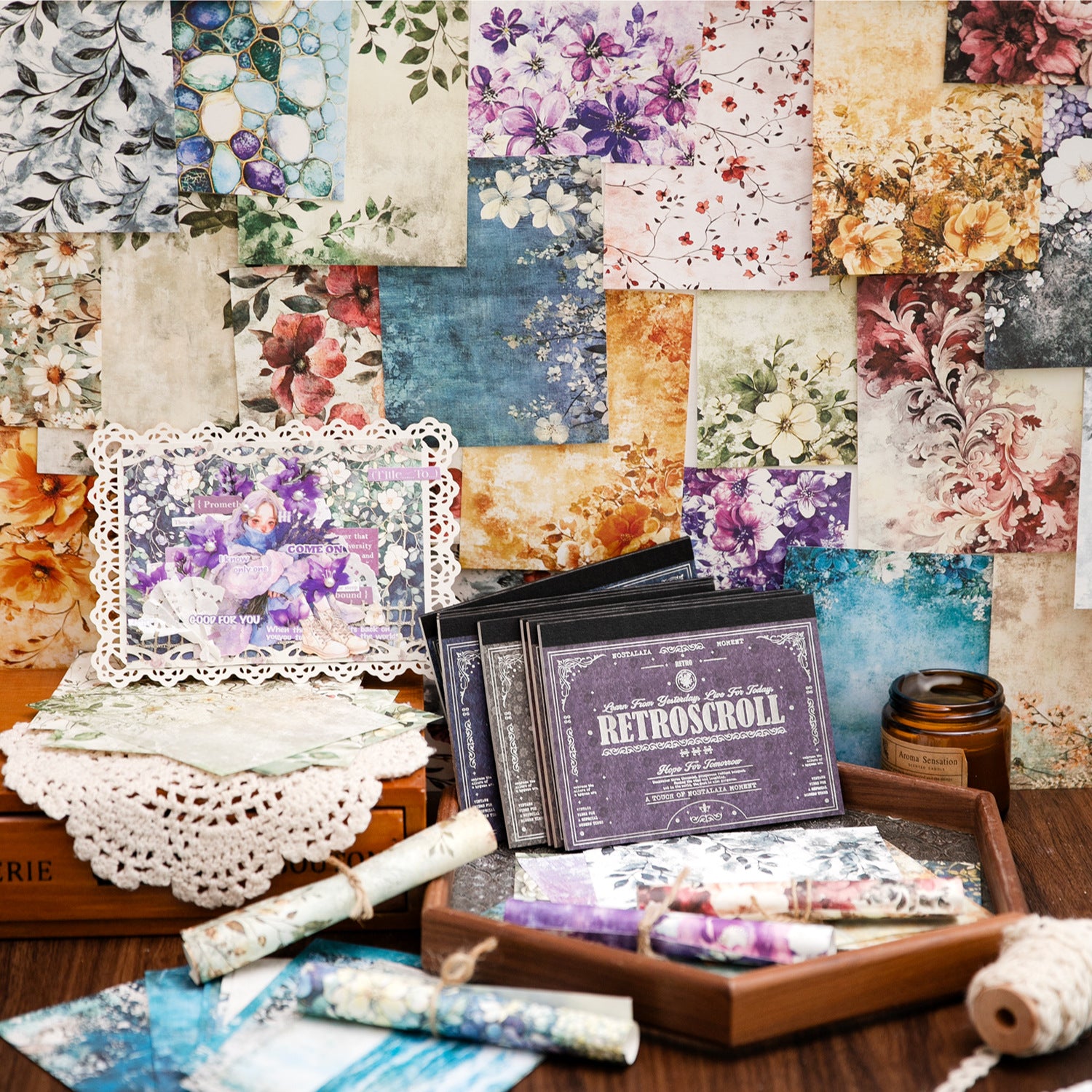 20 Sheets Floral Scrapbook Paper FGHJ