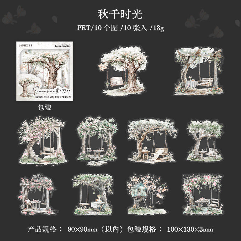 10 Pcs Garden Tree PET Stickers SYQY