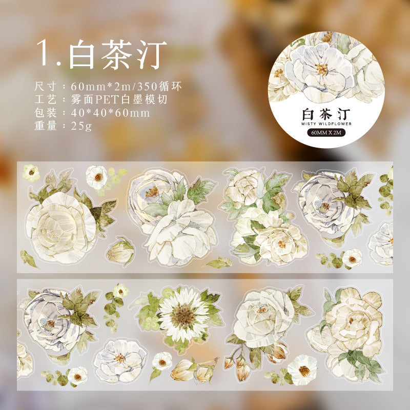 1 Roll Pre-cut PET Flowers Stickers Tape WYHM