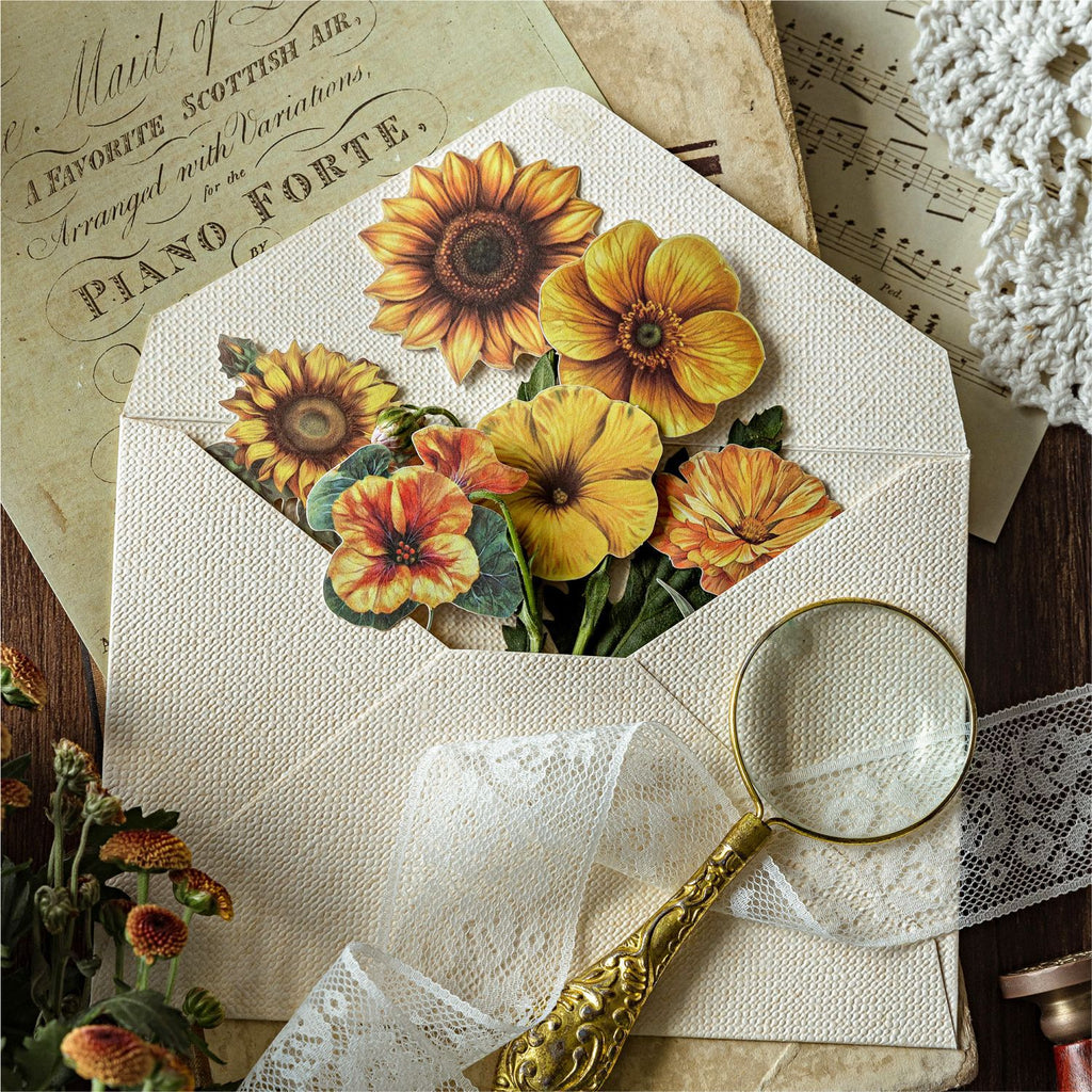 25 Pcs Vintage Flower Stickers HHBKTJ