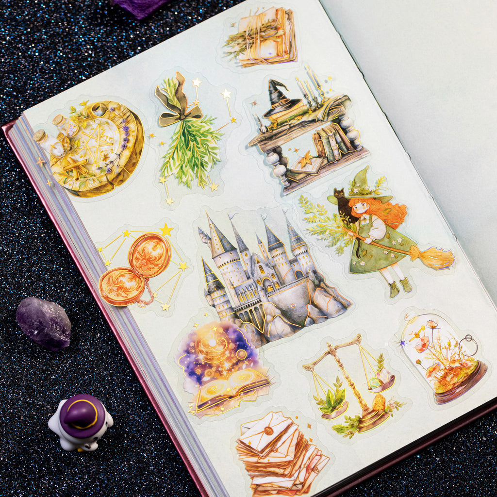 20 Pcs Gliiter Magic Theme PET Stickers MFYWL