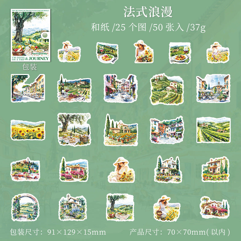 50 Pcs Travel Theme Stickers WYQLX