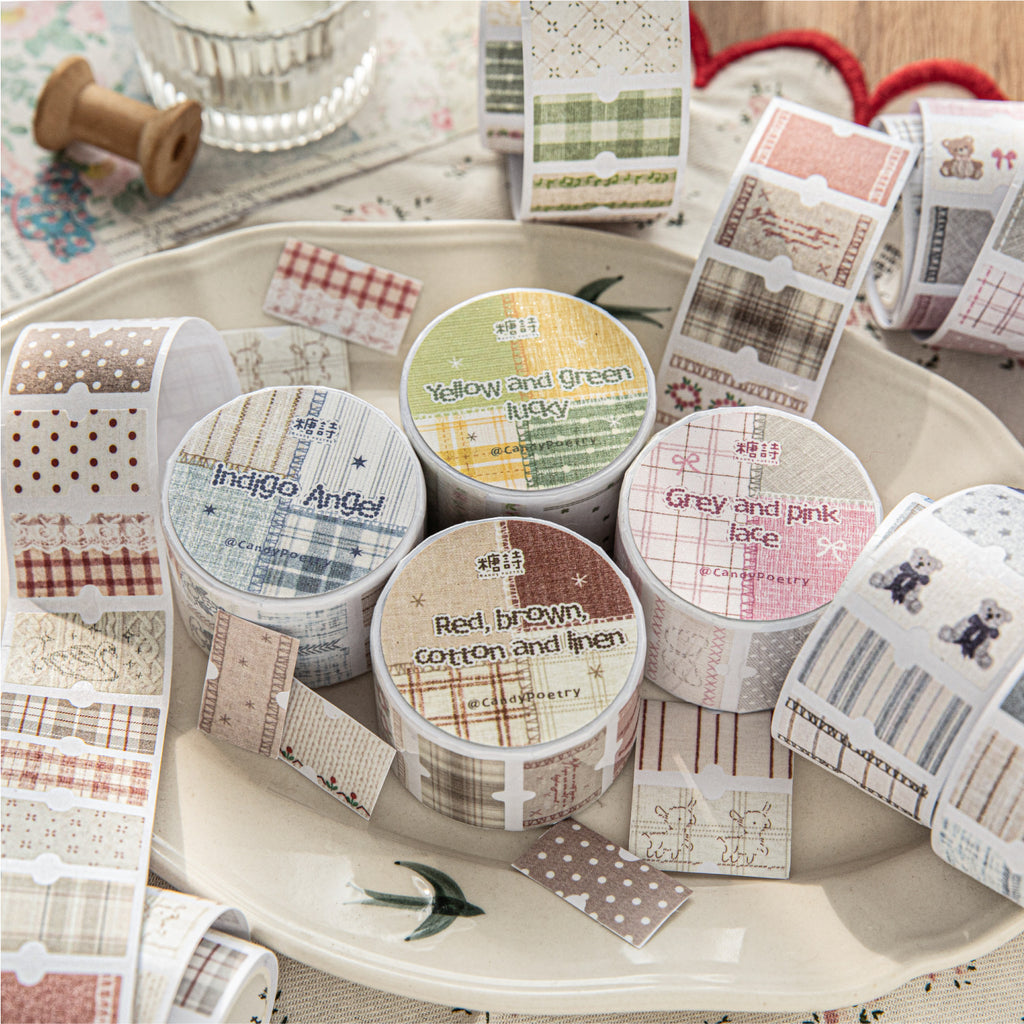 1 Roll Fabric Grid Washi Stickers Tape SZBB
