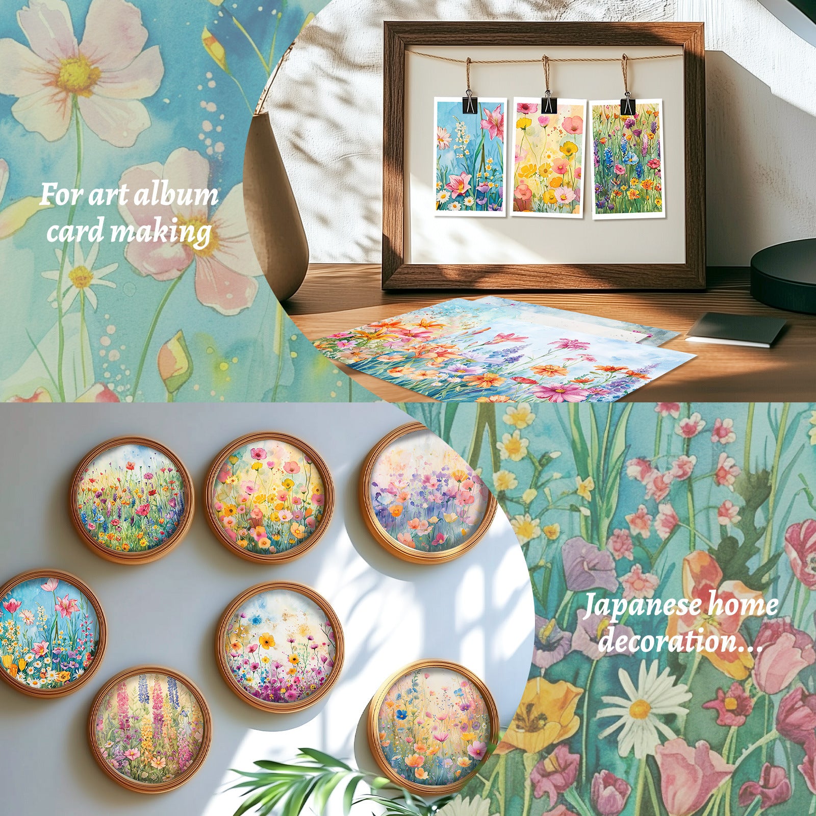 6 inch Watercolor Wildflower Scrapbook Paper Pad PA948