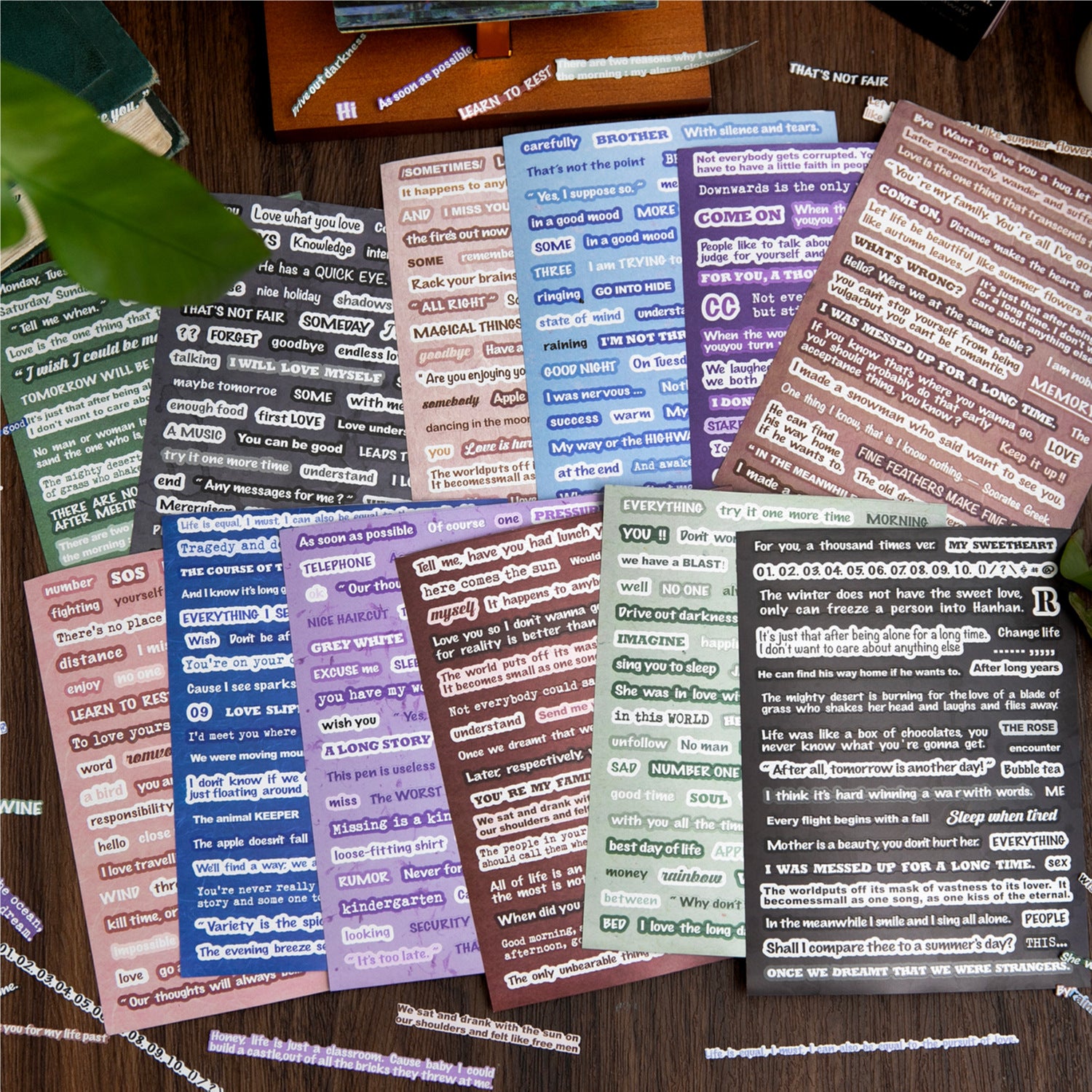 24 Sheets Quote Words Stickers Book CLDXJ