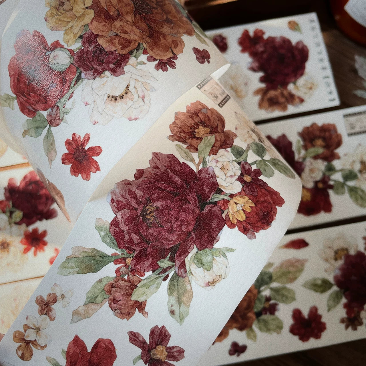 Floral Decorative Tape Rolls- Cinnabar