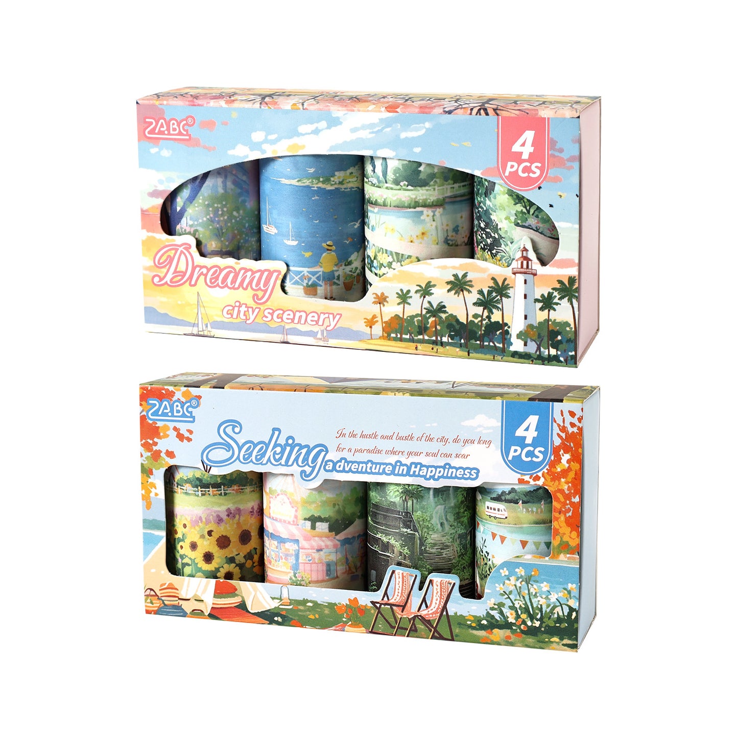4 Rolls Landscape Washi Tapes Set QQJG
