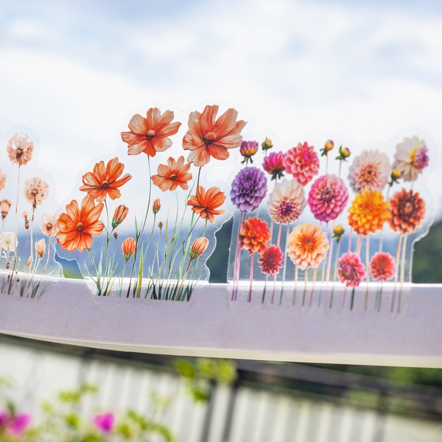 20 Pcs Flower Fence PET Stickers YLKH