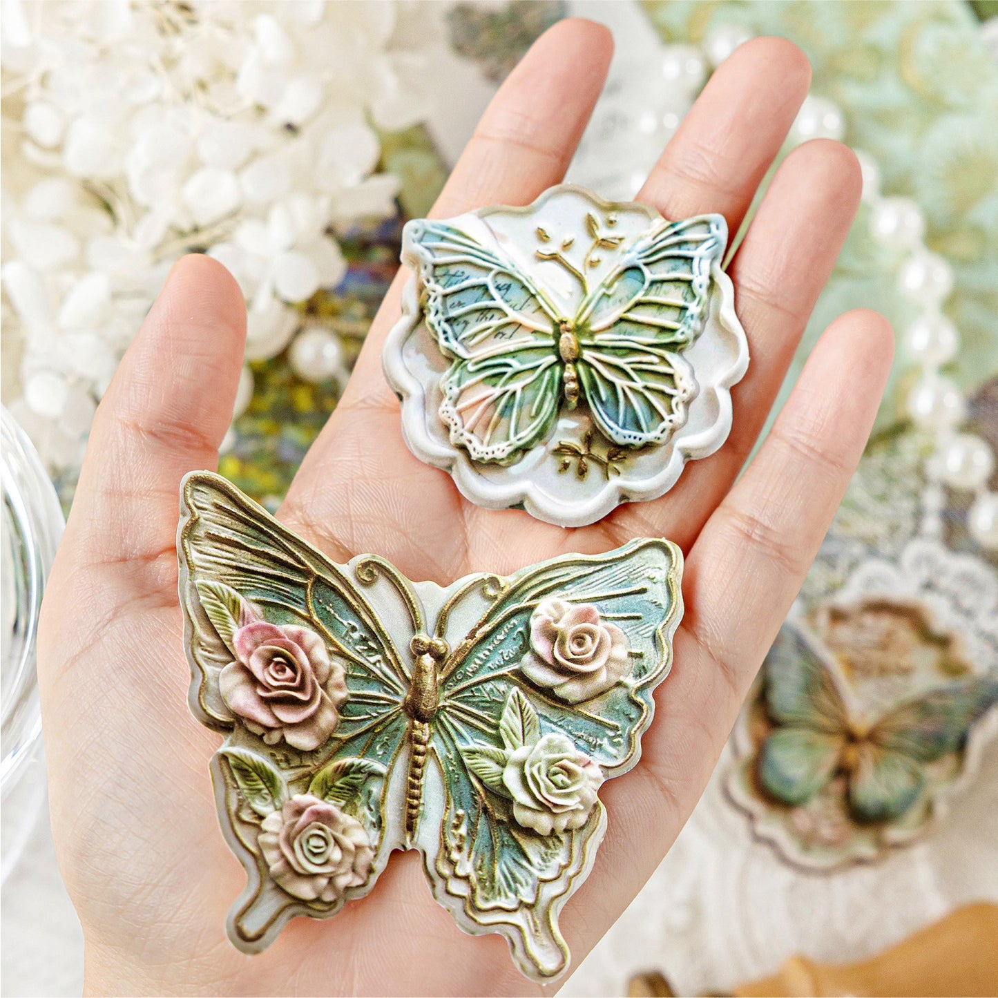 20 Pcs Embossed Butterfly Stickers HDYJ